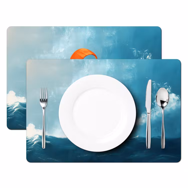 Kitesurfer - Oranje - Zee - Lucht Placemat vinyl groot -zzsfeer2_Kitchenyeah-website