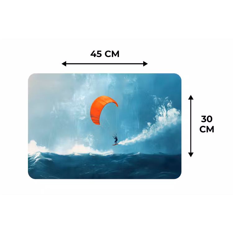Kitesurfer - Oranje - Zee - Lucht Placemat vinyl groot -specs
