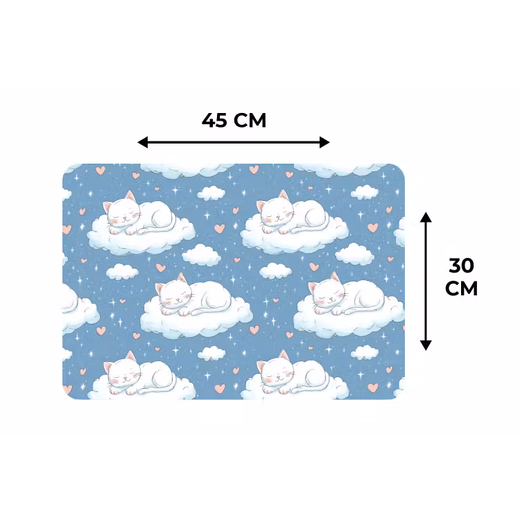 Kitten - Wolken - Blauw Placemat vinyl groot 368 -specs