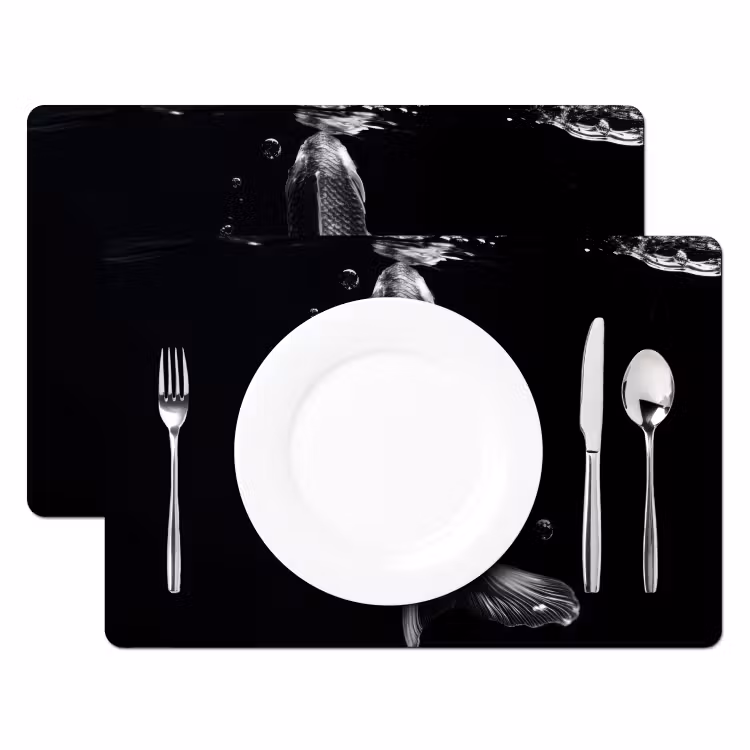 Koi - Vissen - Water - Zwart Placemat vinyl groot -zzsfeer2_Kitchenyeah-website