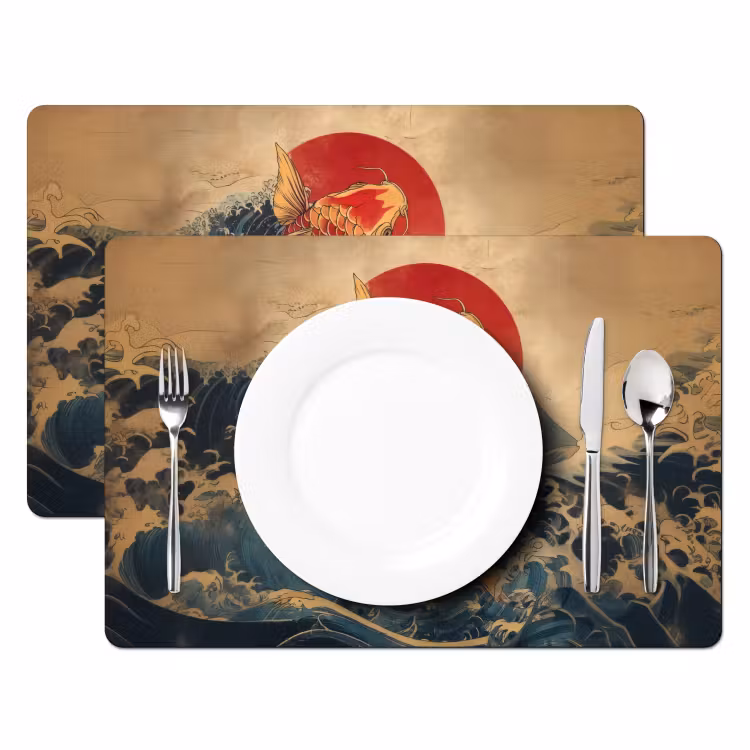 Koi - Zee - Golven - Zon Placemat vinyl groot -zzsfeer2_Kitchenyeah-website