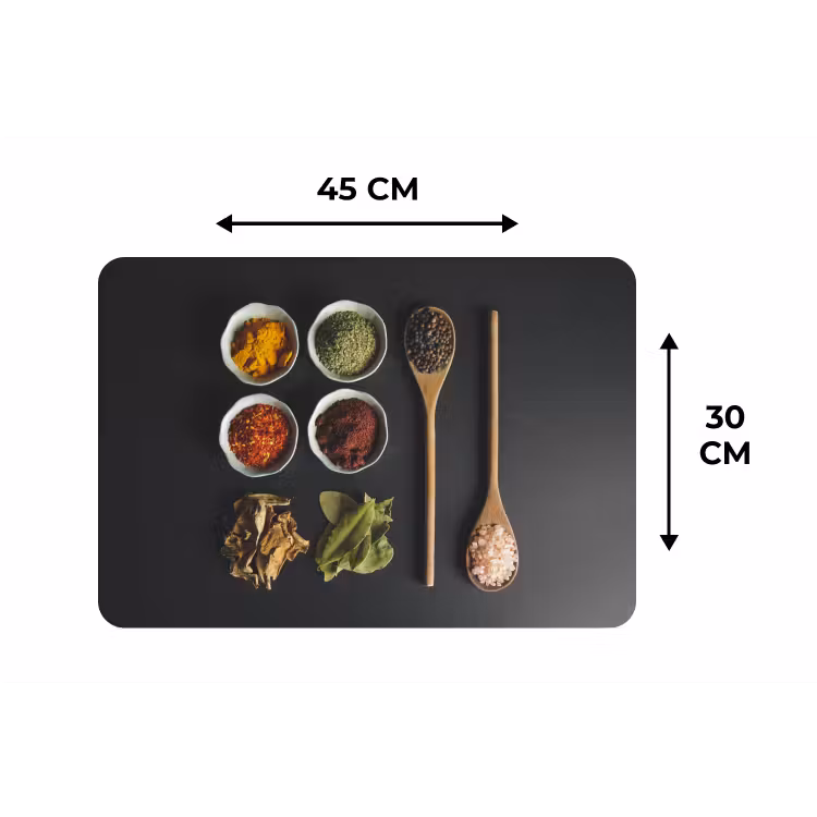 Pollepel - Specerijen - Kruiden - Groen - Bruin - Rustiek Placemat vinyl groot -specs