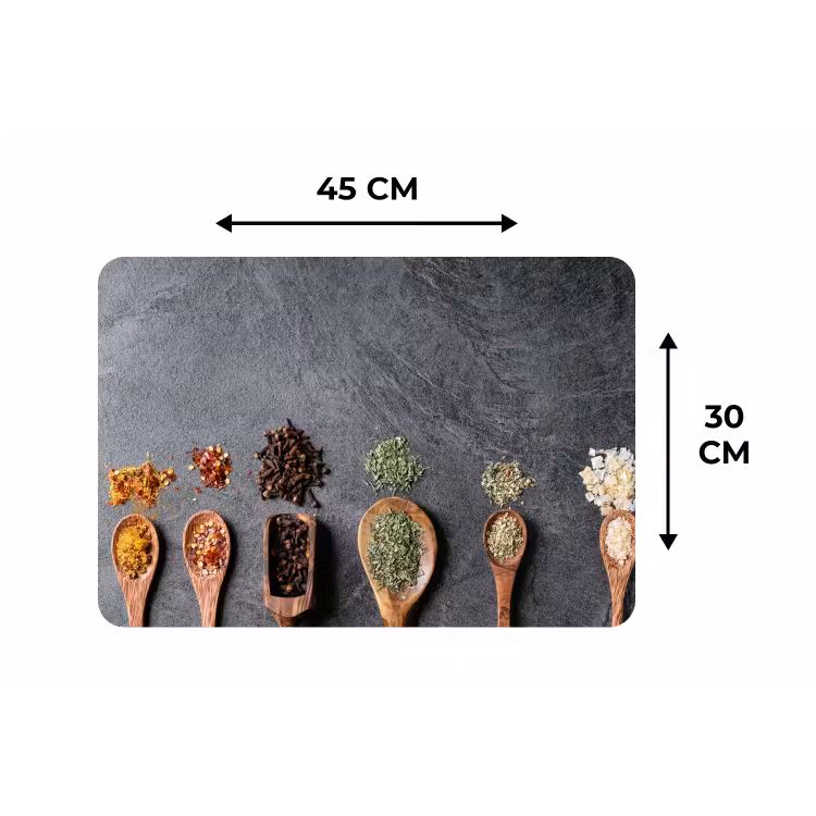 Pollepel - Kruiden - Specerijen - Industrieel Placemat vinyl groot -specs