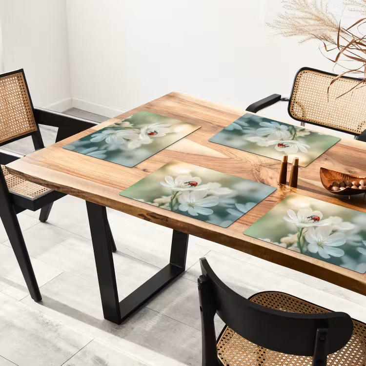 Lieveheersbeestje - Bloemen - Wit Placemat vinyl groot -zzsfeer4_Kitchenyeah-website