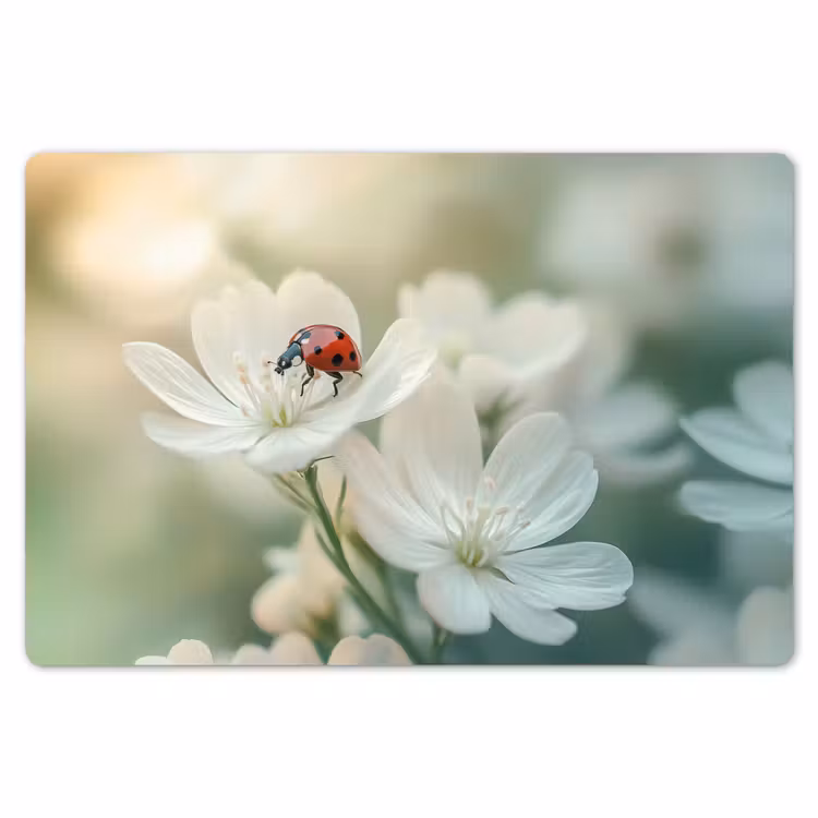 Lieveheersbeestje - Bloemen - Wit Placemat vinyl groot -zzsfeer1_Kitchenyeah-website