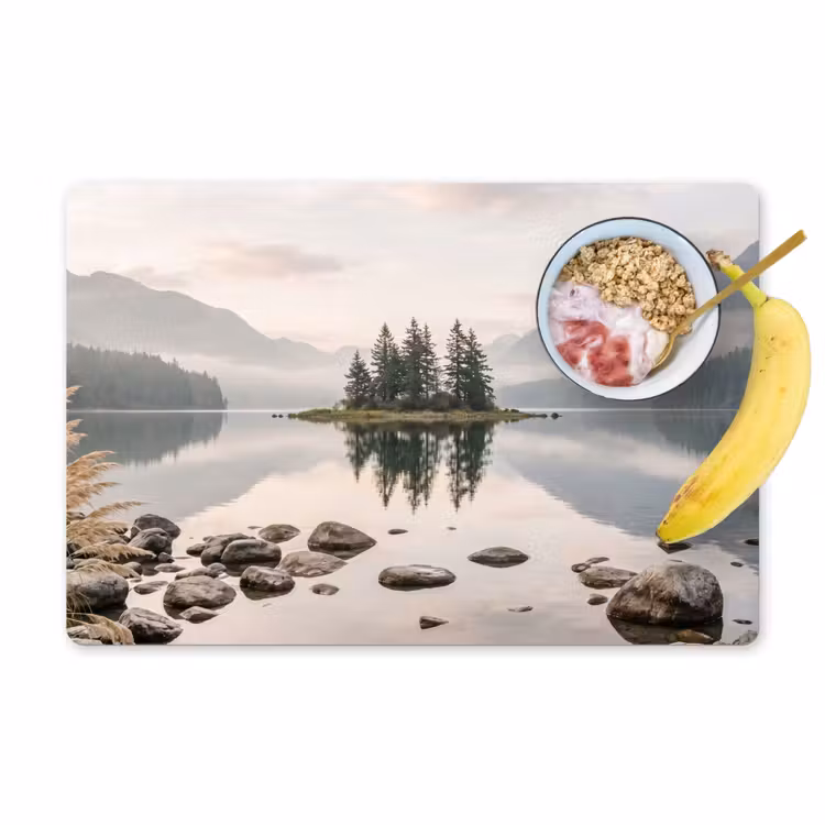 Meer - Bergen - Landschap - Groen Placemat vinyl groot -zzzproduct_Kitchenyeah-website
