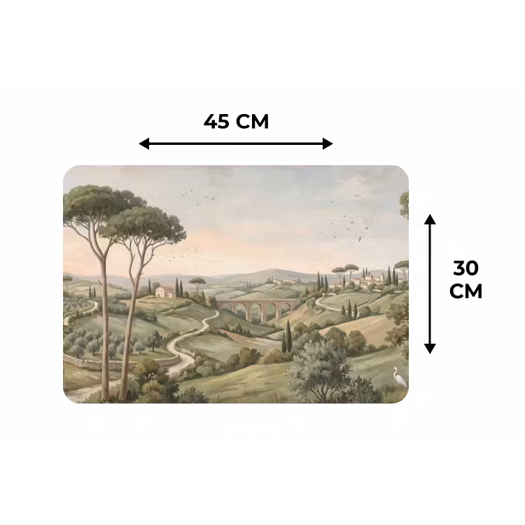 Landschap - Heuvels - Zandpad - Groen Placemat vinyl groot -specs