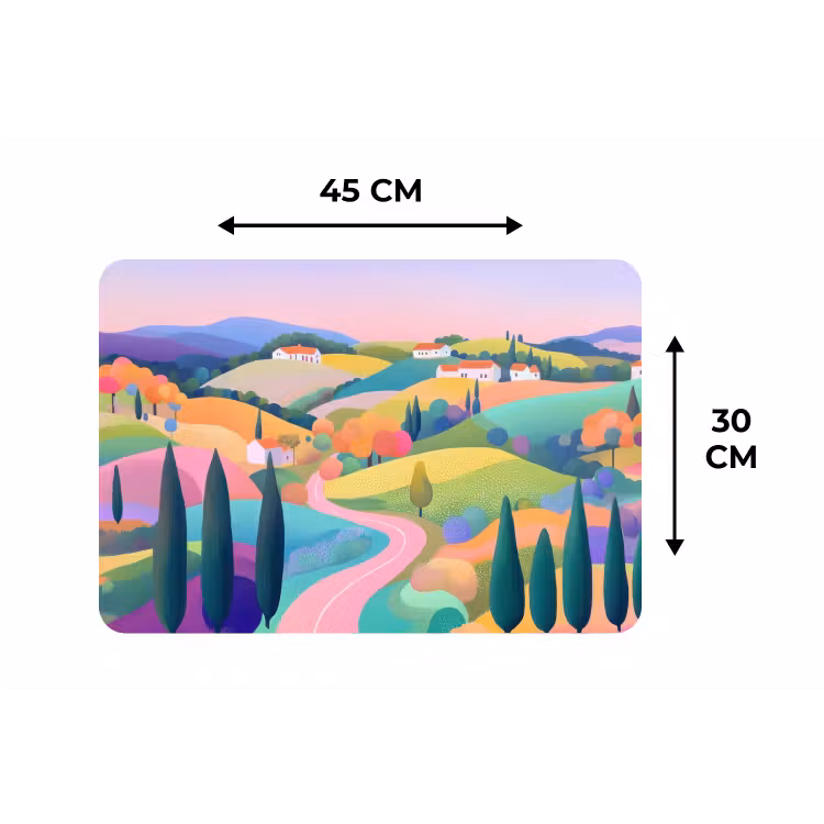 Landschap - Paars - Pastel - Huizen Placemat vinyl groot -specs