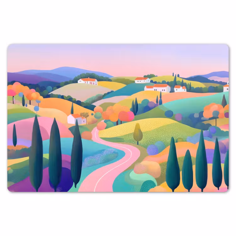 Landschap - Paars - Pastel - Huizen Placemat vinyl groot -zzsfeer1_Kitchenyeah-website