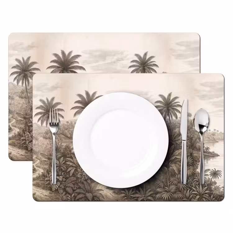 Landschap - Rivier - Boot - Tropisch - Vintage Placemat vinyl groot -zzsfeer2_Kitchenyeah-website