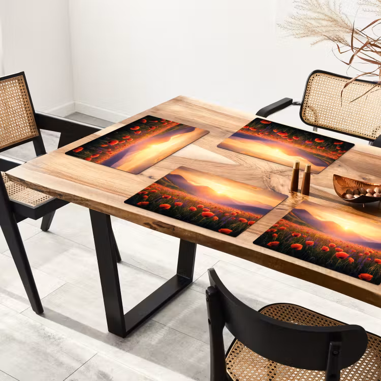 Landschap - Zonsondergang - Bloemenveld Placemat vinyl groot -zzsfeer4_Kitchenyeah-website