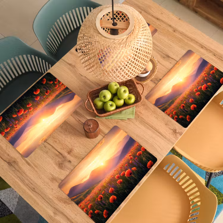 Landschap - Zonsondergang - Bloemenveld Placemat vinyl groot -zzsfeer5_Kitchenyeah-website