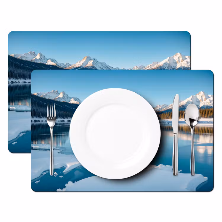 Landschap - Winter - Meer - Bergen - Uitzicht - IJs Placemat vinyl groot -zzsfeer2_Kitchenyeah-website