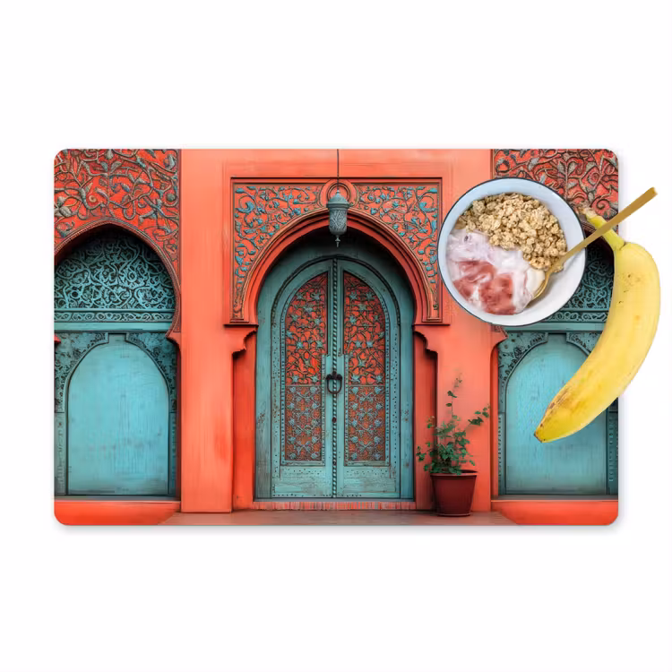 Lantaarn - Deur - Turquoise Placemat vinyl groot -zzzproduct_Kitchenyeah-website
