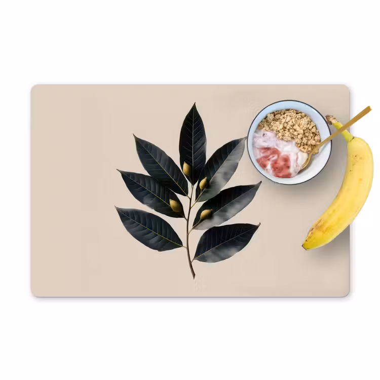 Laurierbladeren - Bloemknoppen - subtiel Placemat vinyl groot -zzzproduct_Kitchenyeah-website