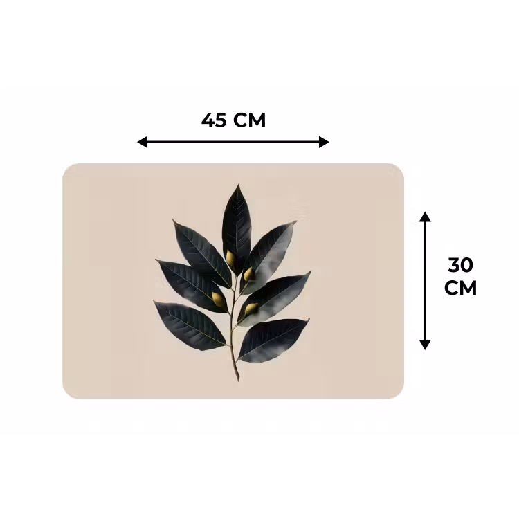 Laurierbladeren - Bloemknoppen - subtiel Placemat vinyl groot -specs