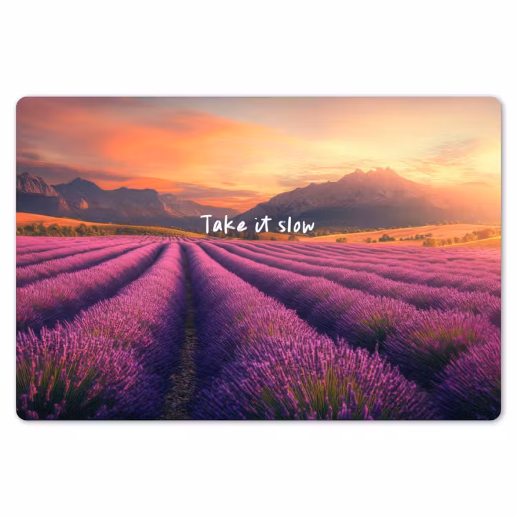 Lavendelveld - Quote - Zonsondergang Placemat vinyl groot -zzsfeer1_Kitchenyeah-website