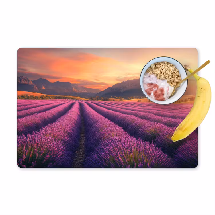 Lavendelveld - Zonsondergang - Paars Placemat vinyl groot -zzzproduct_Kitchenyeah-website