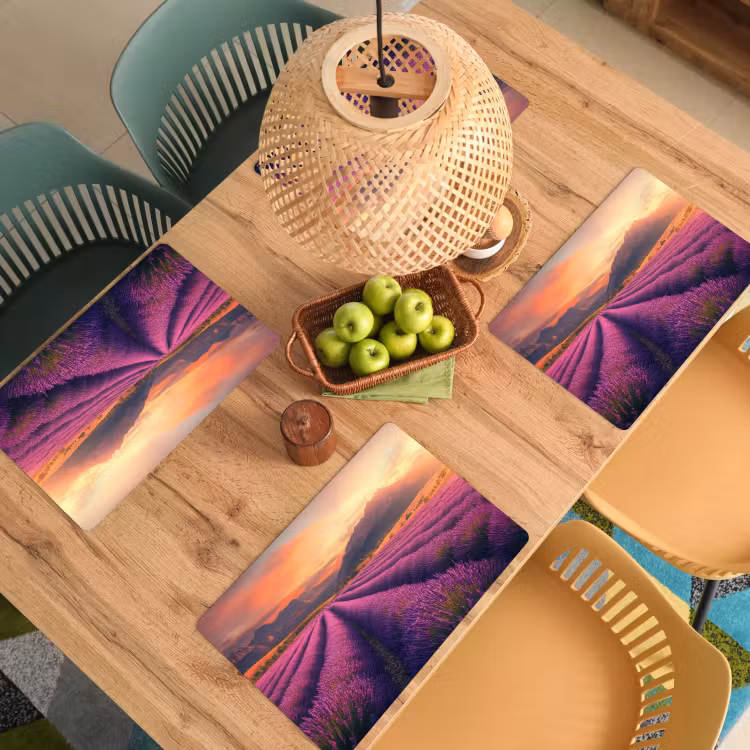 Lavendelveld - Zonsondergang - Paars Placemat vinyl groot -zzsfeer5_Kitchenyeah-website