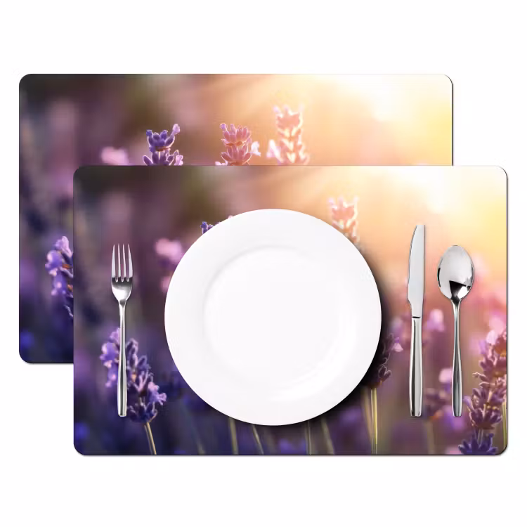 Lavendelbloemen - Paars - Zonlicht Placemat vinyl groot -zzsfeer2_Kitchenyeah-website