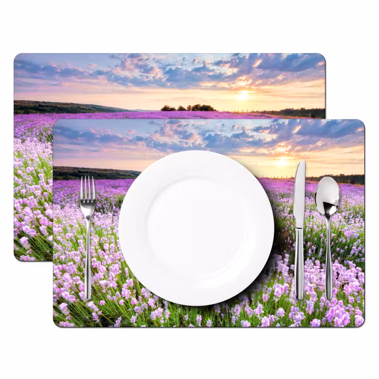 Lavendel - Bloemen - Zonsondergang - Paars - Weide Placemat vinyl groot -zzsfeer2_Kitchenyeah-website