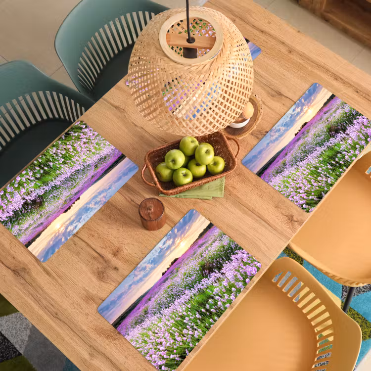 Lavendel - Bloemen - Zonsondergang - Paars - Weide Placemat vinyl groot -zzsfeer5_Kitchenyeah-website