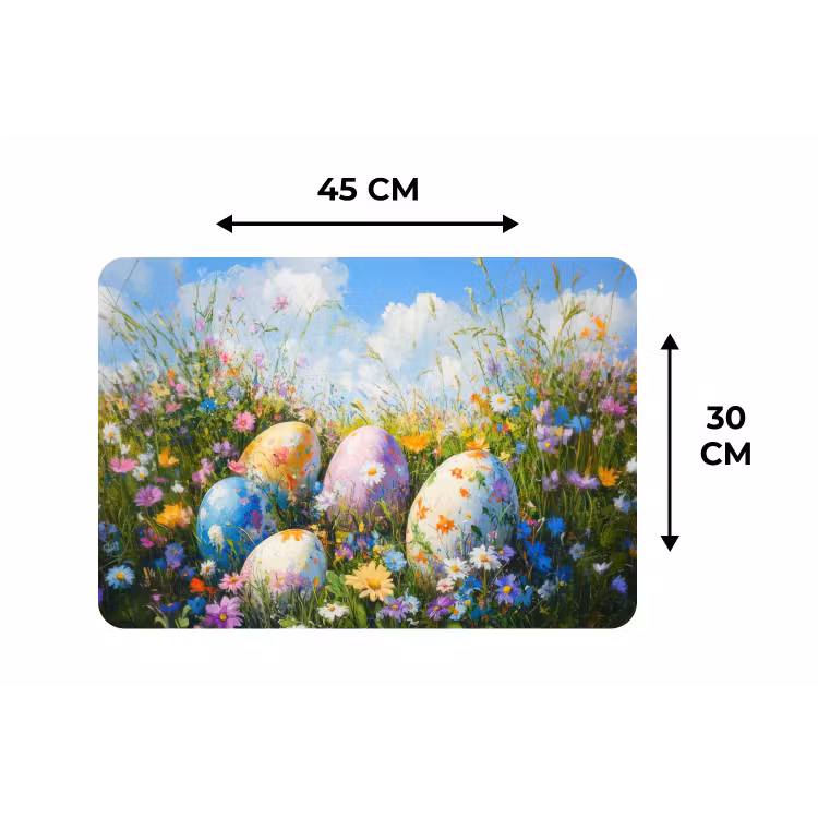 Grasveld - Eieren - Bloemen Placemat vinyl groot -specs