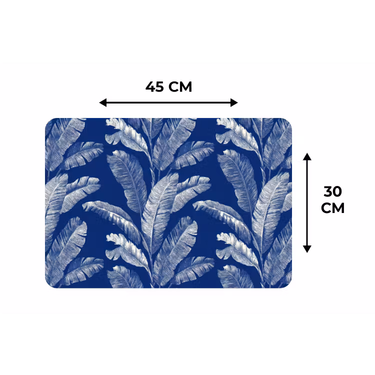 Blad - Palm - Blauw Placemat vinyl groot 368 -specs