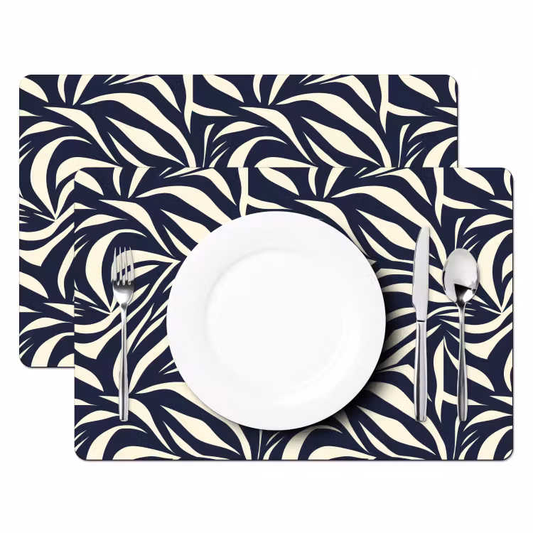 Bladvormen - Blauw - Patroon - Wit Placemat vinyl groot 368 -zzsfeer2_Kitchenyeah-website