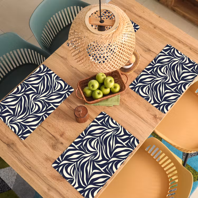 Bladvormen - Blauw - Patroon - Wit Placemat vinyl groot 368 -zzsfeer5_Kitchenyeah-website