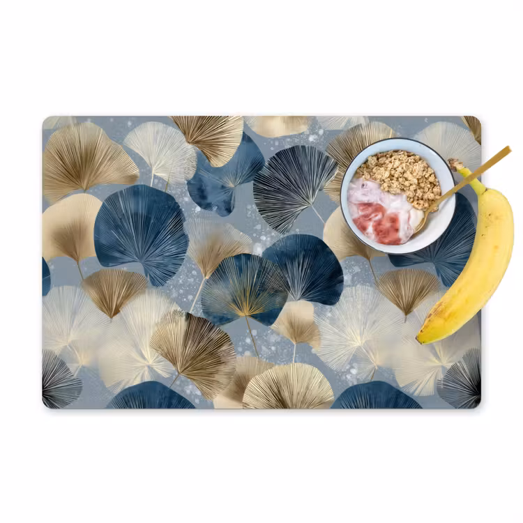 Bladeren - Abstract - Goud - Blauw Placemat vinyl groot -zzzproduct_Kitchenyeah-website