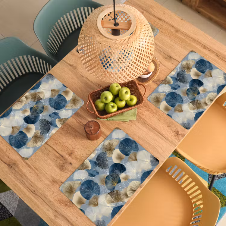 Bladeren - Abstract - Goud - Blauw Placemat vinyl groot -zzsfeer5_Kitchenyeah-website