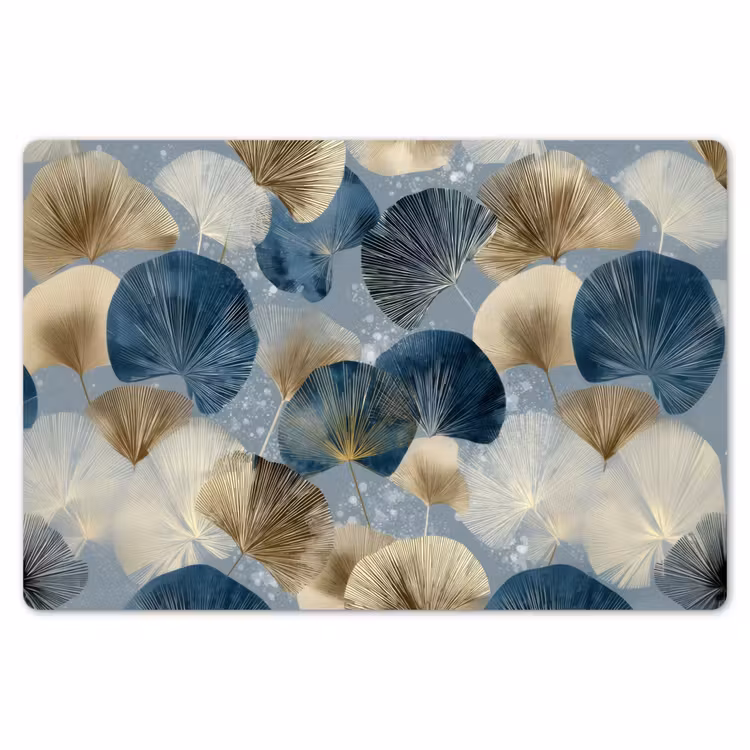 Bladeren - Abstract - Goud - Blauw Placemat vinyl groot -zzsfeer1_Kitchenyeah-website