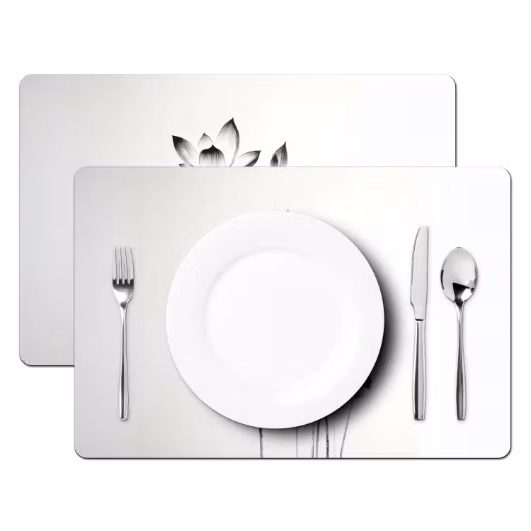 Bladeren - Zwart - Lotusbloem - Minimalitisch Placemat vinyl groot -zzsfeer2_Kitchenyeah-website