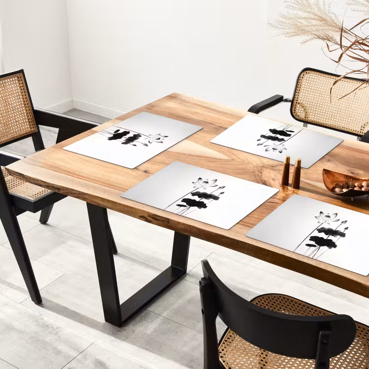 Bladeren - Zwart - Lotusbloem - Minimalitisch Placemat vinyl groot -zzsfeer4_Kitchenyeah-website