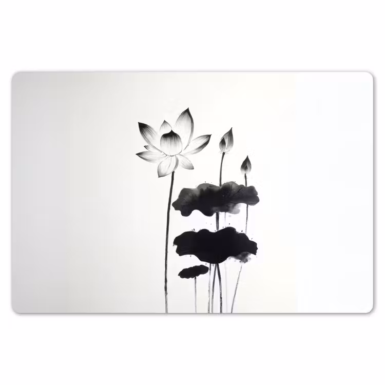 Bladeren - Zwart - Lotusbloem - Minimalitisch Placemat vinyl groot -zzsfeer1_Kitchenyeah-website