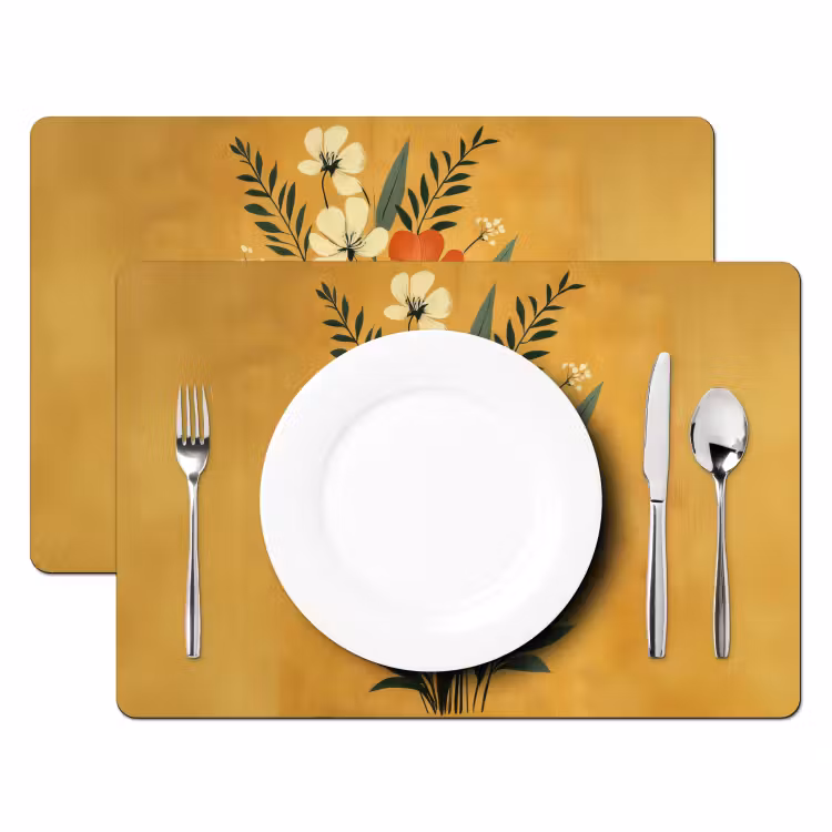 Bladeren - Boeket - Bloemen - Geel Placemat vinyl groot -zzsfeer2_Kitchenyeah-website