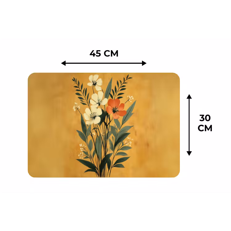 Bladeren - Boeket - Bloemen - Geel Placemat vinyl groot -specs
