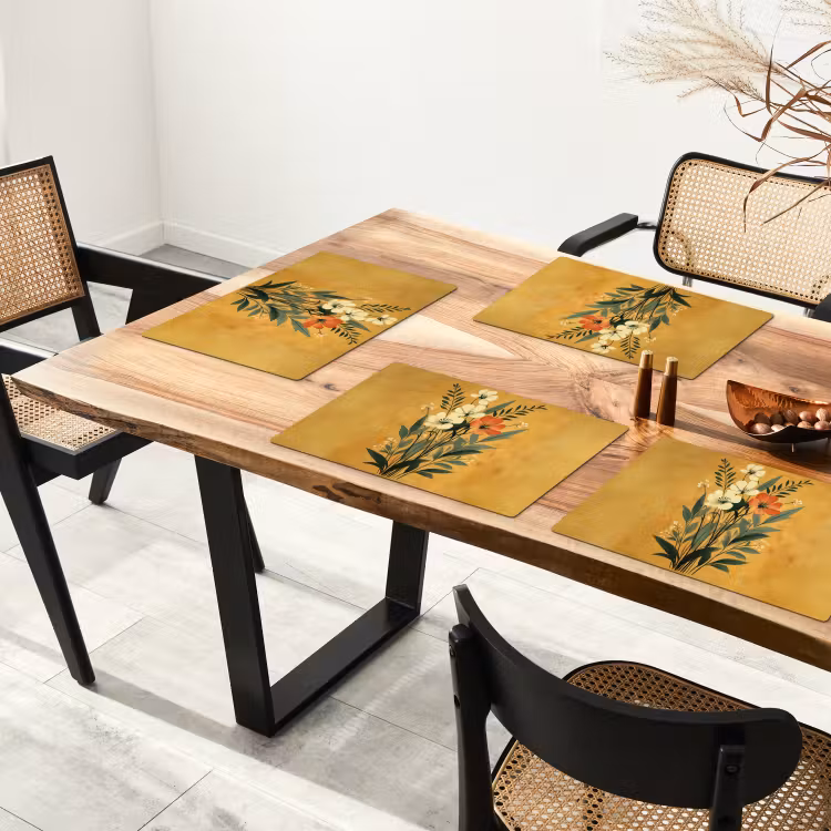 Bladeren - Boeket - Bloemen - Geel Placemat vinyl groot -zzsfeer4_Kitchenyeah-website