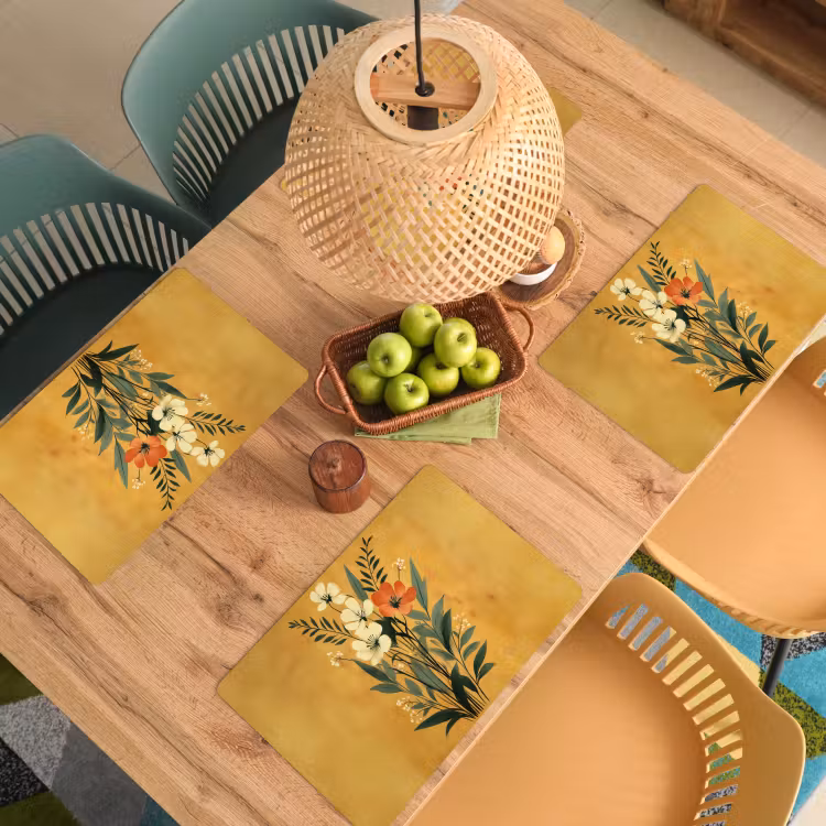 Bladeren - Boeket - Bloemen - Geel Placemat vinyl groot -zzsfeer5_Kitchenyeah-website