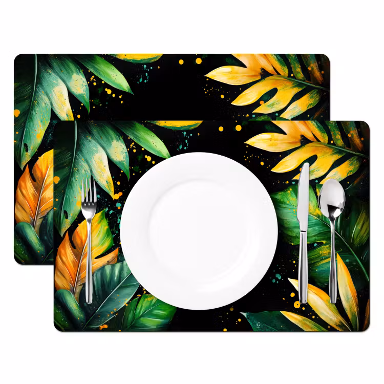 Bladeren - Groen - Geel - Verf - Jungle Placemat vinyl groot -zzsfeer2_Kitchenyeah-website