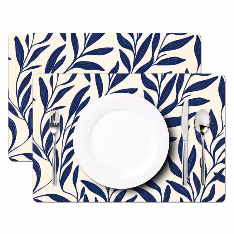 Bladeren - Klimop - Donkerblauw Placemat vinyl groot -zzsfeer2_Kitchenyeah-website