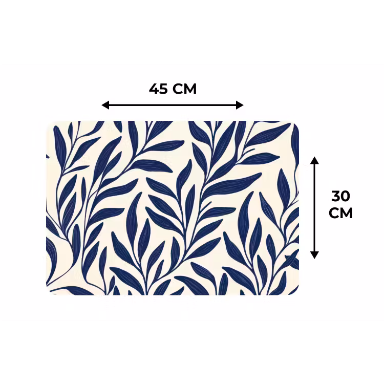 Bladeren - Klimop - Donkerblauw Placemat vinyl groot -specs