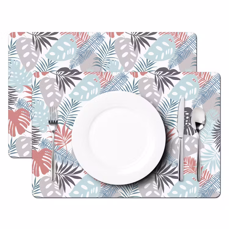 Bladeren - Jungle - Pastel - Tropisch Placemat vinyl groot -zzsfeer2_Kitchenyeah-website