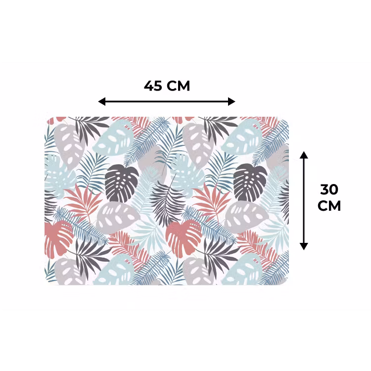 Bladeren - Jungle - Pastel - Tropisch Placemat vinyl groot -specs