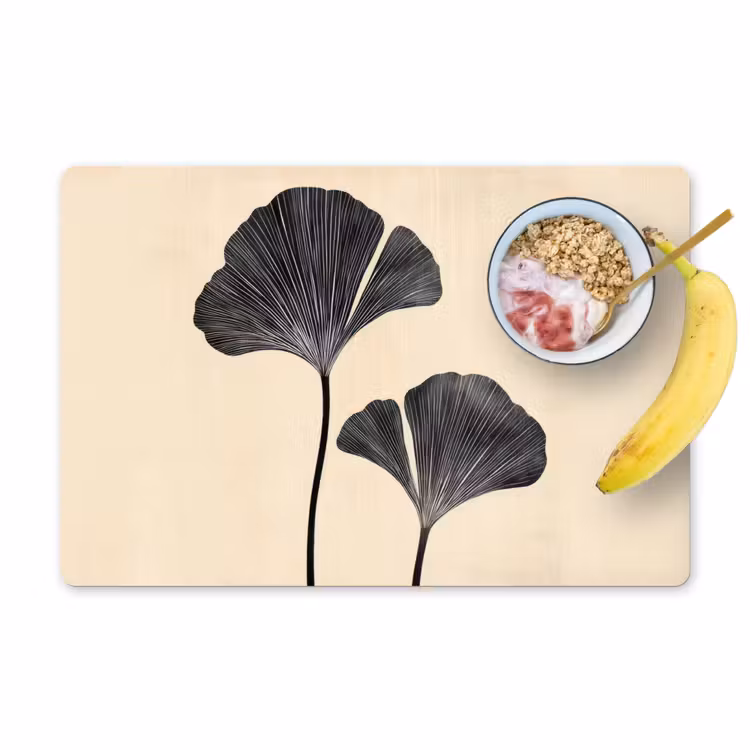 Bladeren - Minimalistisch - Zwart Placemat vinyl groot -zzzproduct_Kitchenyeah-website
