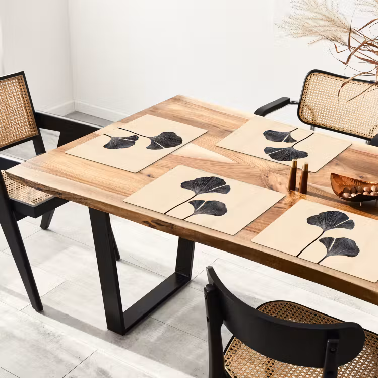 Bladeren - Minimalistisch - Zwart Placemat vinyl groot -zzsfeer4_Kitchenyeah-website