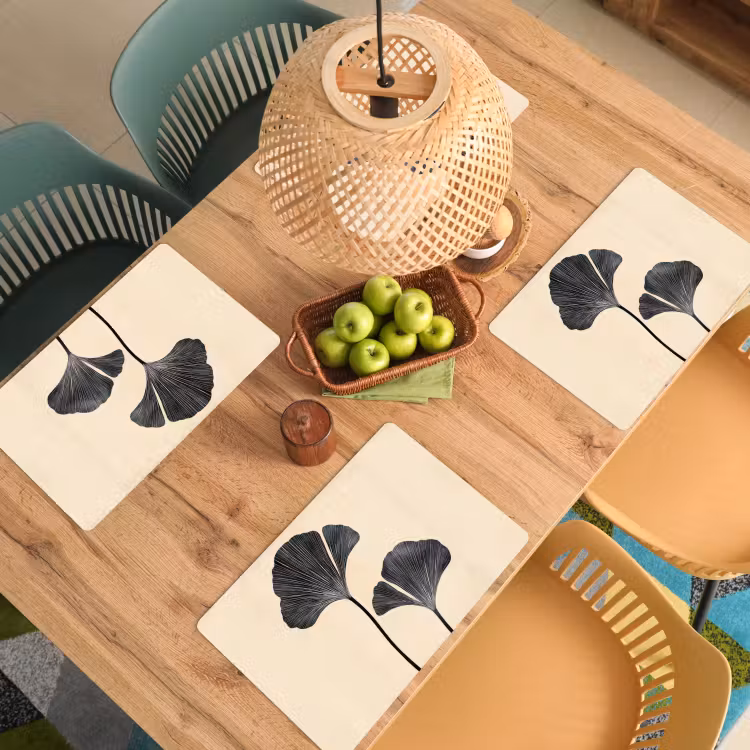 Bladeren - Minimalistisch - Zwart Placemat vinyl groot -zzsfeer5_Kitchenyeah-website