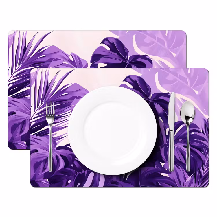 Bladeren - Paars - Tropisch - Abstract Placemat vinyl groot -zzsfeer2_Kitchenyeah-website