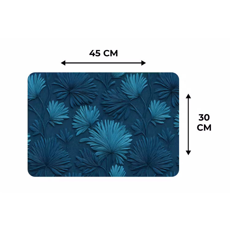 Bladeren - Reliëf - Patroon - Oceaanblauw - Modern Placemat vinyl groot 368 -specs